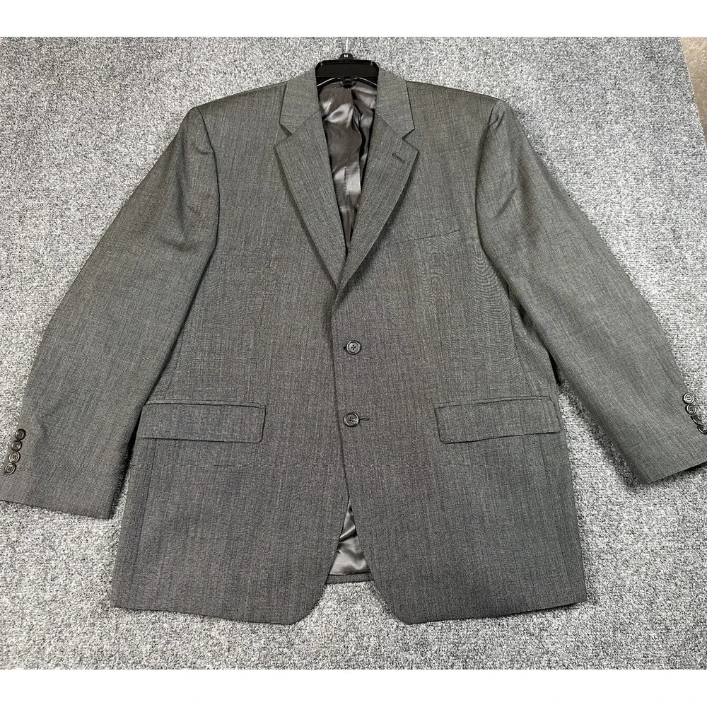 Lauren Ralph Lauren Suit Jacket Mens 44R Gray 100% Wool Sport Coat Union Made